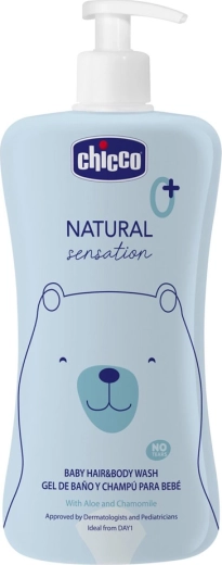 Chicco Natural Sensation σαμπουάν για μαλλιά και σώμα με αλόη και χαμομήλι 500 ml