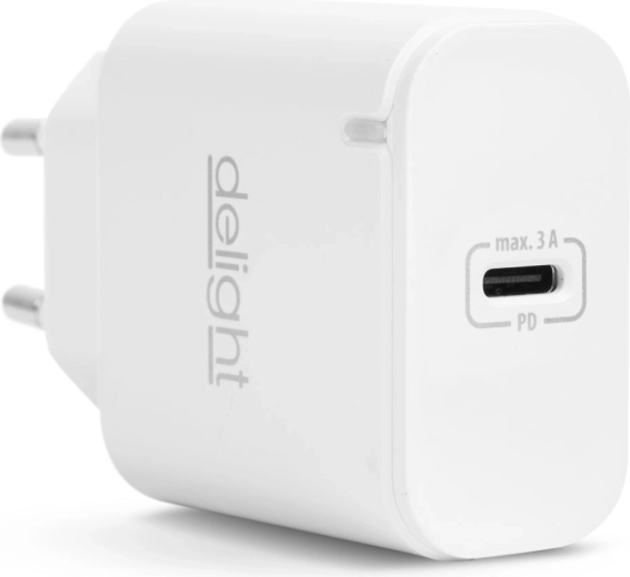 Επιτοίχιος φορτιστής USB-C με γρήγορη φόρτιση PD 20 W, λευκός
