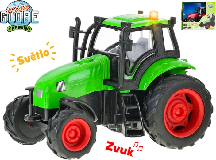 Kids Globe Farming μεταλλικό τρακτέρ 11 cm με μηχανισμό αδράνειας, φως και ήχο