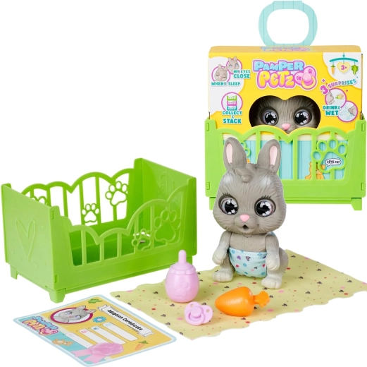 Pamper Petz διαδραστικό κουνελάκι με μπιμπερό, πάνα και αξεσουάρ