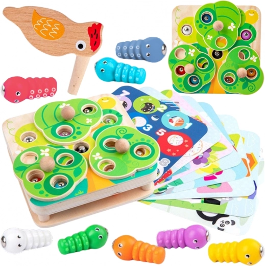 Tooky Toy ξύλινο μαγνητικό παιχνίδι 2σε1 με σκουληκάκια