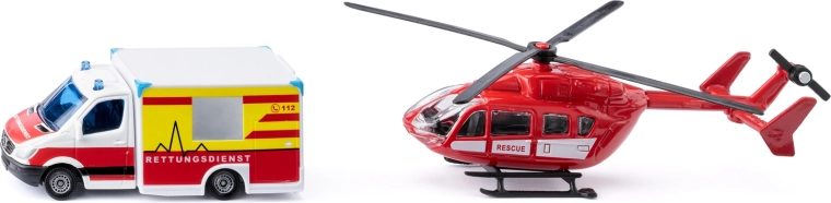 Siku super – ασθενοφόρο Mercedes‑Benz και ελικόπτερο EUROCOPTER EC145, σετ 1:87