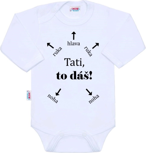 Βαμβακερό βρεφικό κορμάκι με στάμπα New Baby «Μπαμπά, μπορείς!» μακρύ μανίκι
