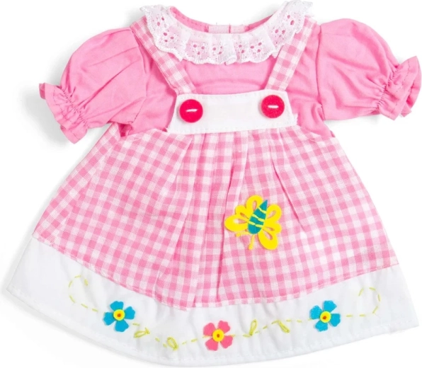 Bigjigs Toys ροζ καρό φόρεμα με σαλοπέτα για κούκλα 34 cm