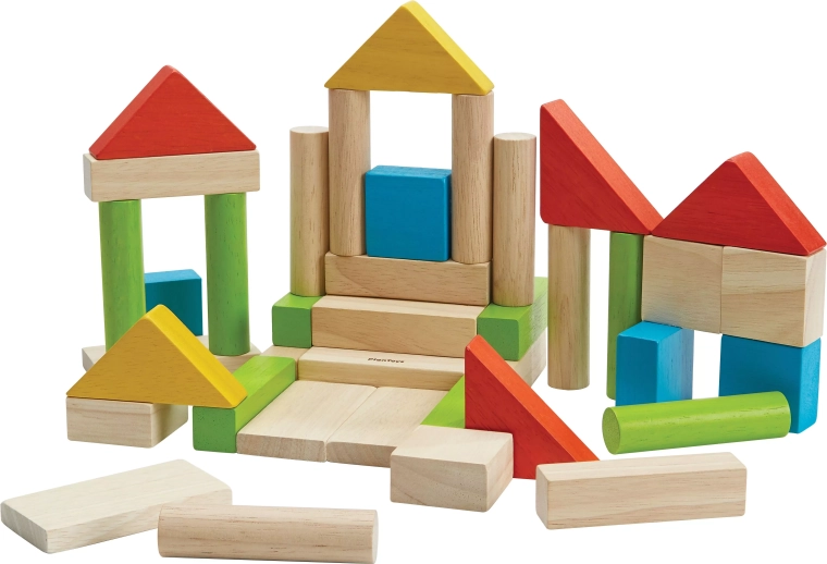 Plan Toys χρωματιστά ξύλινα τουβλάκια 40 τεμ.