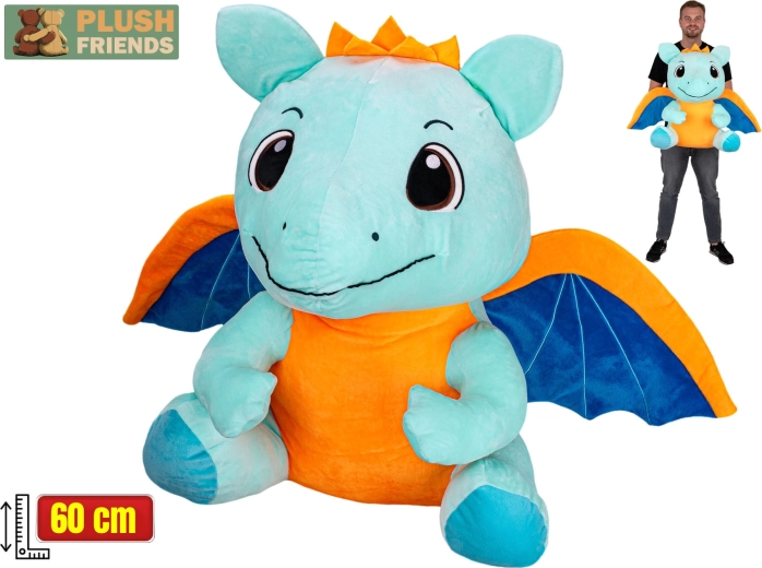 Plush Friends ανοιχτό μπλε λούτρινος δράκος 60 cm (καθιστός)