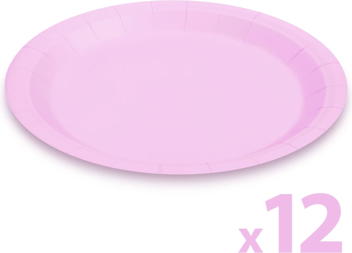 Σετ ροζ χάρτινων πιάτων 23 cm, 12 τεμάχια