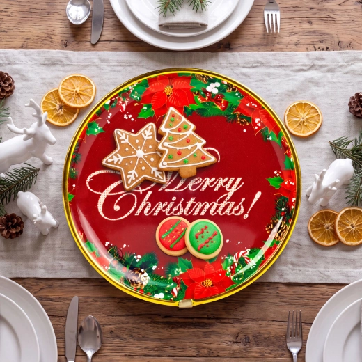 Χριστουγεννιάτικο πλαστικό πιάτο Merry Christmas, 22 cm