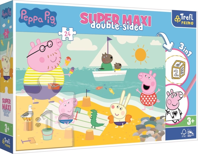 Διπλής όψης παζλ Peppa Pig SUPER MAXI 24 κομμάτια