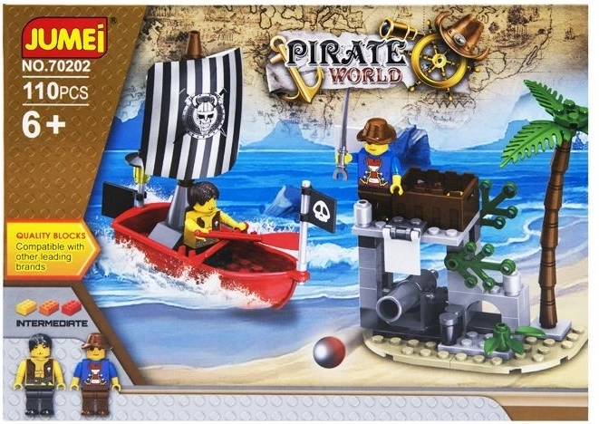 Κατασκευαστικό σετ Jumei Pirate World 110 τεμαχίων, πειρατικό πλοίο και σκοπιά - 1 τεμάχιο