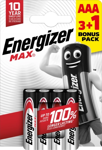 Αλκαλικές μπαταρίες Energizer Max AAA 4 τεμ. (3+1 δωρεάν)
