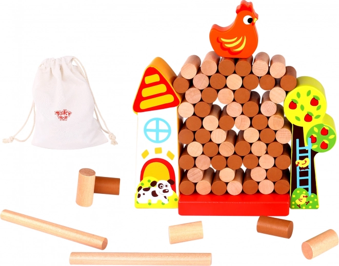 Tooky Toy Ξύλινο Παιχνίδι «Πέφτει η Κότα» Φάρμα