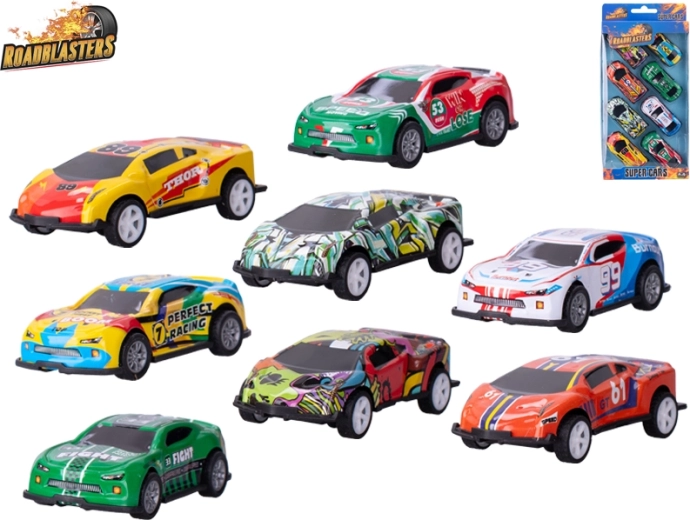 Σετ μεταλλικών αυτοκινητάκια Roadblasters με μηχανισμό οπισθοκίνησης, 8 τεμ.
