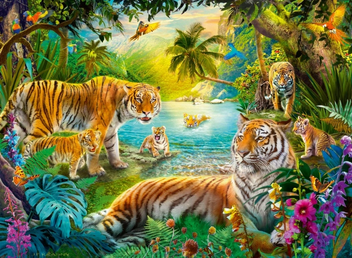Παζλ Ravensburger «Όαση των τίγρεων» 500 κομμάτια