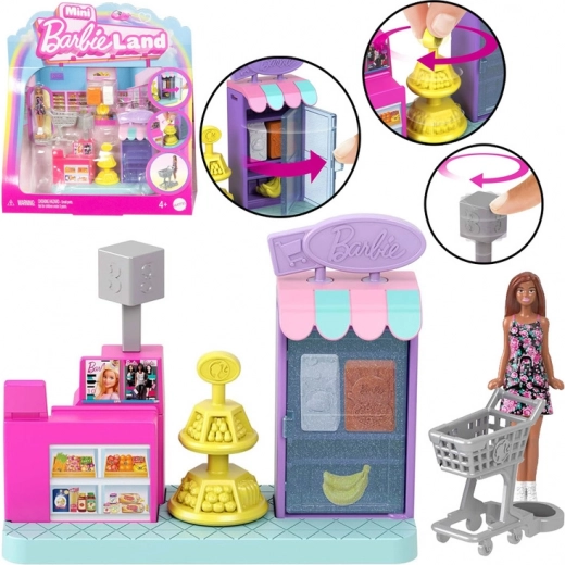 Μίνι σούπερ μάρκετ Mini Barbie Land με κούκλα και ταμείο
