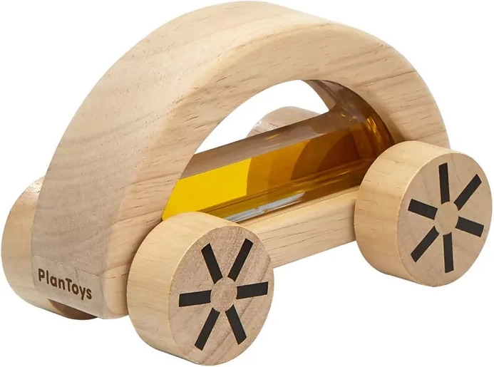 PlanToys ξύλινο αυτοκινητάκι με νερό κίτρινο - 1 τεμάχιο