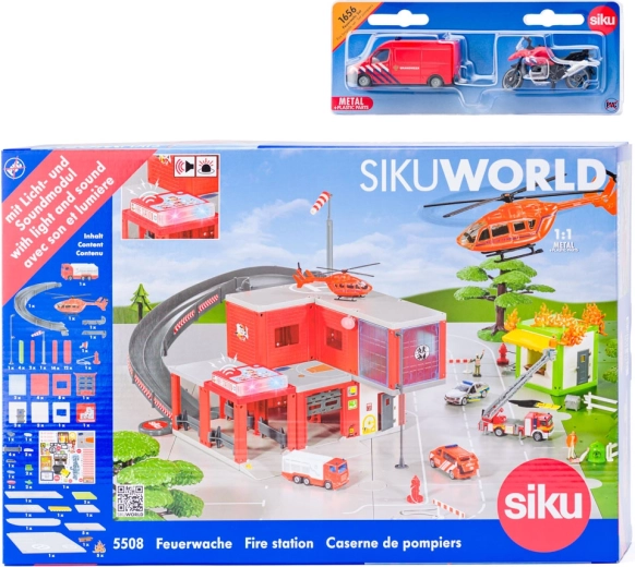 SIKU World πυροσβεστικός σταθμός με πυροσβεστικό όχημα