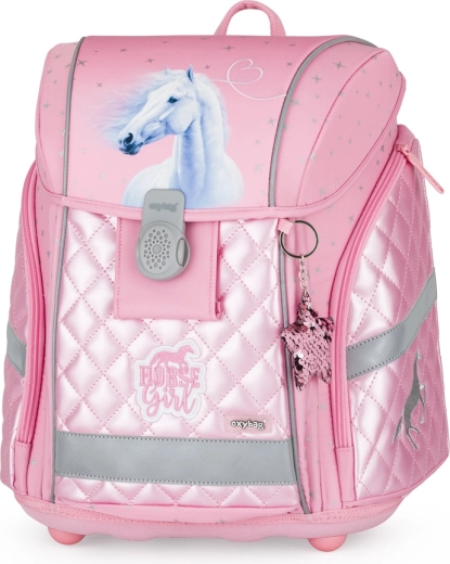 Σχολική τσάντα πλάτης Premium Light Horse Girl – εργονομική, ελαφριά και με ανακλαστικά