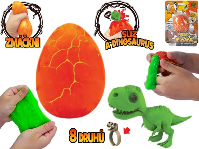 Crazy Dino αυγό με γλίτσα, φιγούρα δεινοσαύρου και δαχτυλίδι