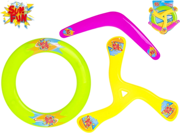Σετ ιπτάμενων δίσκων SUN FUN – φρίσμπι, δακτυλιοειδής δίσκος και μπούμερανγκ