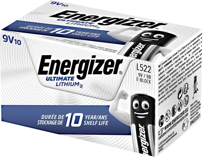 Μπαταρίες λιθίου 9V ENERGIZER Ultimate Lithium, συσκευασία 10 τεμ.