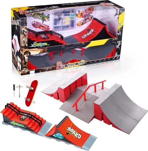 Σετ skatepark fingerboard XL με σκάλα, κιγκλίδωμα και 2 fingerboards