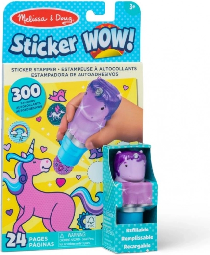 Sticker WOW! βιβλιαράκι σφράγισης με αυτοκόλλητα – μωβ μονόκερος