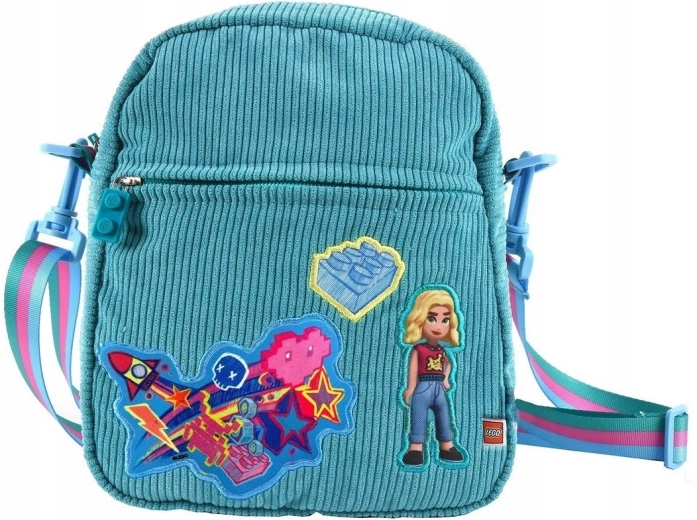 LEGO Friends τιρκουάζ τσάντα χιαστί με θερμοκολλητικά επιθέματα