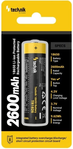 Επαναφορτιζόμενη μπαταρία 18650 2600 mAh 3,7 V με προστασία