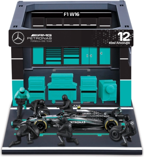 Bburago Formula Racing F1 pit pass σετ Mercedes-AMG Petronas W16 2025 Kimi Antonelli 1:43