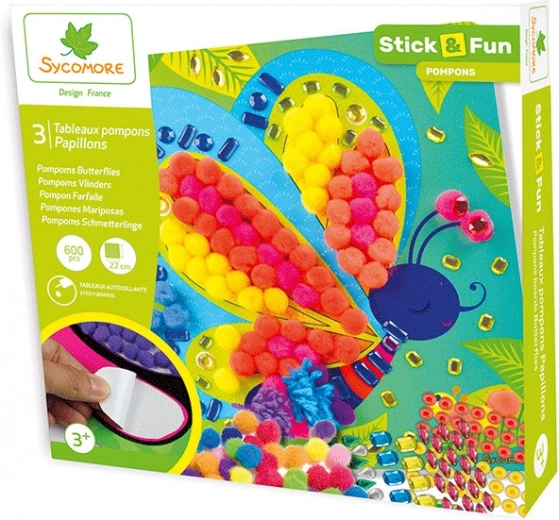 Stick & Fun διακόσμηση με πομ-πον Πεταλουδίτσες