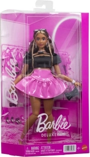 Barbie Deluxe Style κούκλα με μαύρο τοπ και ροζ φούστα