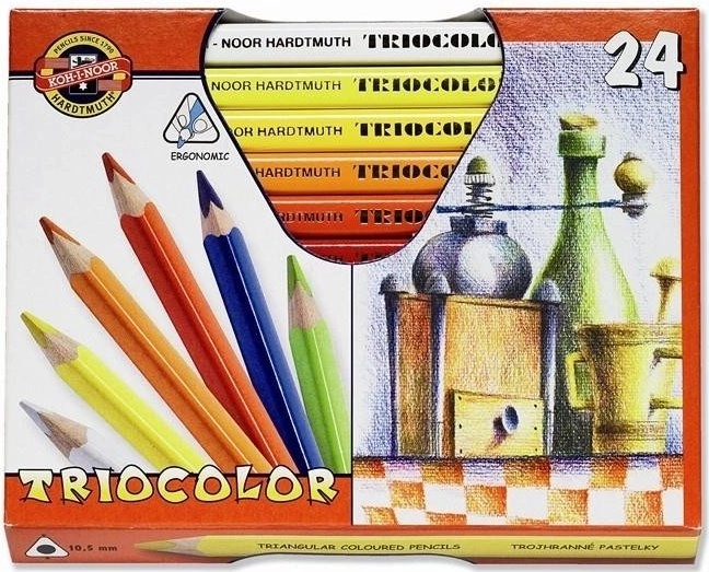 Τριγωνικές χοντρές ξυλομπογιές KOH‑I‑NOOR Triocolor 24 τεμ.