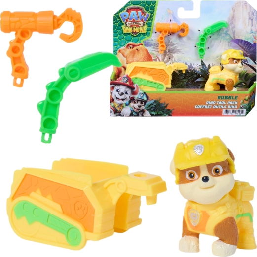 Spin Master Paw Patrol: Dino Η Ταινία – φιγούρα Rubble με ρυμουλκούμενο και εργαλεία