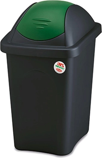 Ανακλινόμενος κάδος απορριμμάτων MULTIPAT 30 l, ορθογώνιος, μαύρο‑πράσινος