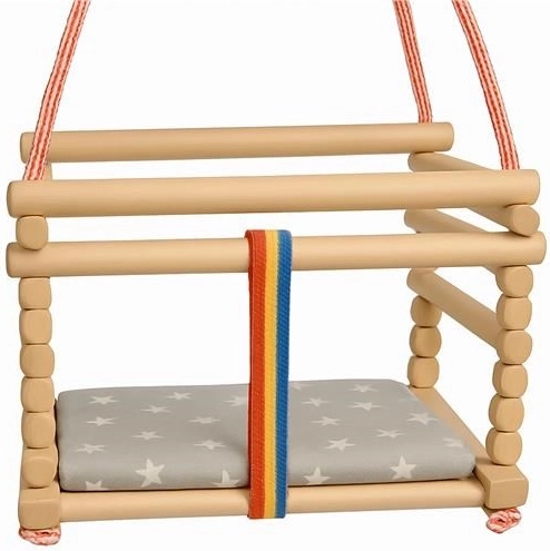 Παιδική κούνια από ξύλο οξιάς BABY MIX φυσική με μαξιλάρι