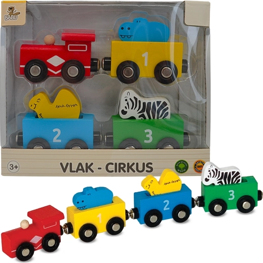 Babu ξύλινο τρενάκι τσίρκο με βαγόνια