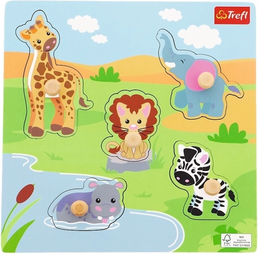 Ξύλινο μίνι παζλ Safari – 5 κομμάτια