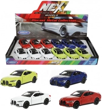 Μεταλλικό μοντέλο αυτοκινήτου Welly BMW M4 12 cm με μηχανισμό οπισθοκίνητης ώθησης