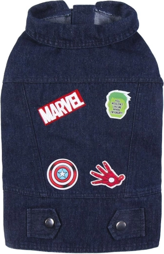 Ραφτά σήματα Marvel και τζιν εμφάνιση