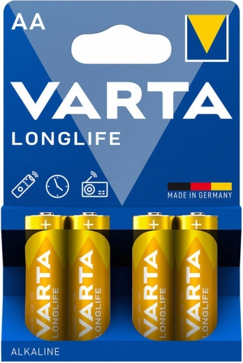 Αλκαλικές μπαταρίες Varta Longlife AA LR6, 4 τεμ.