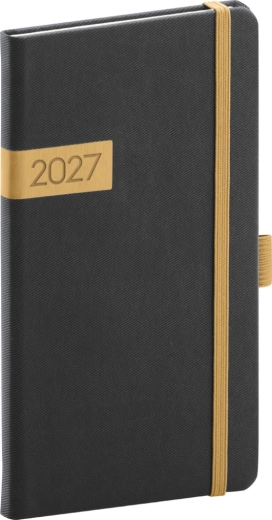 Notique ημερολόγιο τσέπης Twill 2027 μαύρο-χρυσό 9 x 15,5 cm