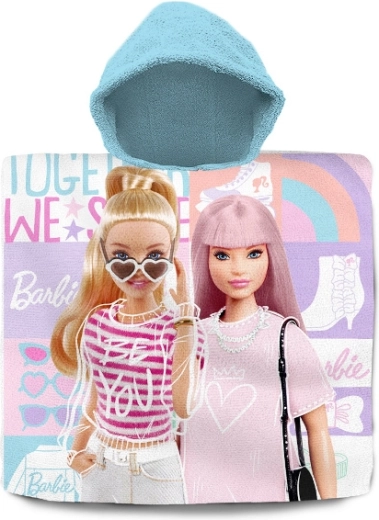 Παιδικό πόντσο μπάνιου με κουκούλα BARBIE από βαμβάκι