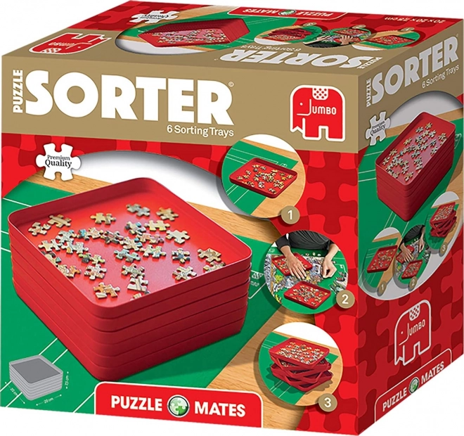 Σετ δίσκων/μπολ για ταξινόμηση κομματιών παζλ – 6 μπολ, κόκκινα, 20 × 20 cm JUMBO PUZZLE MATES