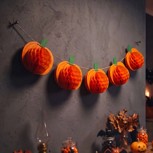 Χάρτινη γιρλάντα Halloween με φαναράκια κολοκύθες 2 m