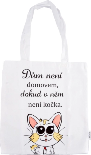 Βαμβακερή τσάντα CAT HOME λευκή
