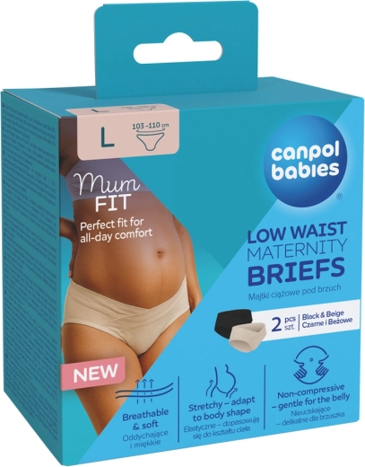 Canpol Babies εγκυμοσύνης κιλοτάκια MumFIT με χαμηλή μέση, μέγεθος L, 2 τεμ.