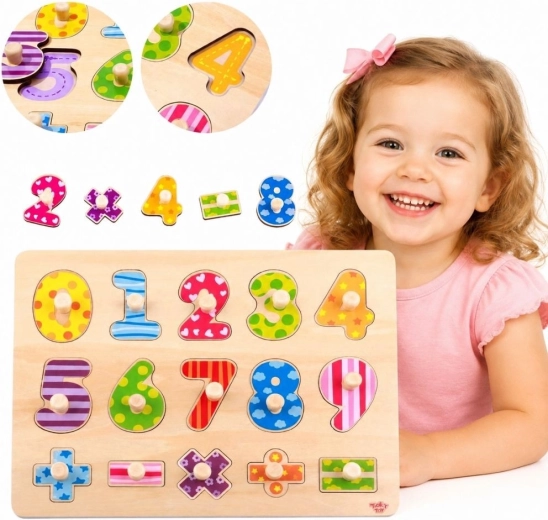 Tooky Toy ξύλινο ένθετο παζλ με αριθμούς και μαθηματικά σύμβολα
