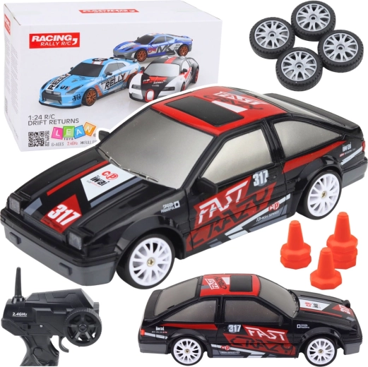 RC αυτοκίνητο drift 1:24 με εναλλάξιμους τροχούς, μαύρο