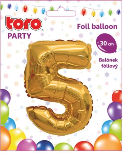 Χρυσό μπαλόνι αλουμινίου αριθμός 5 30 cm TORO